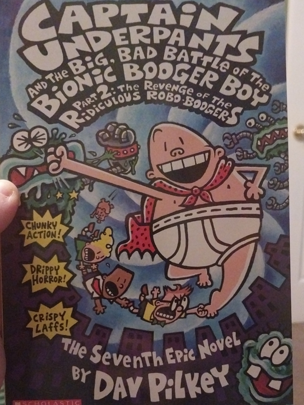 Scholastic Captain Underpants Blue and White Comic Novel Cover